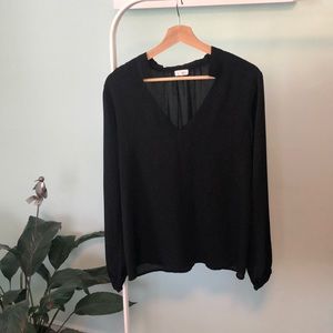 Ecru Sheer Top with beaded cuffs Black size small